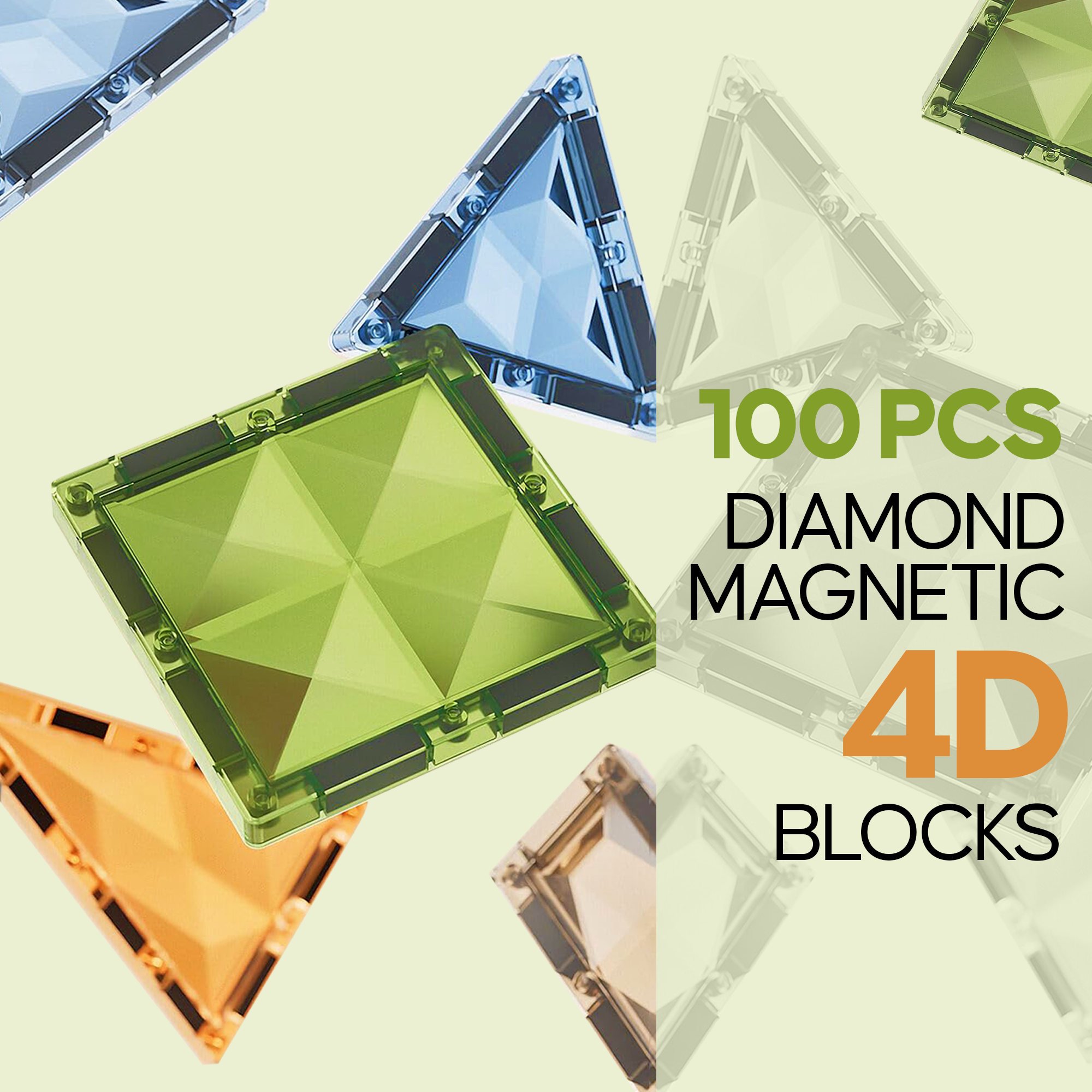 Elegancy 90 Pcs Magnetic Tiles Dinosaur Building Blocks Set, DIY 4D Diamond Kids Magnet Construction Tile, Interactive Educational Toys, Birthday Gifts for Children