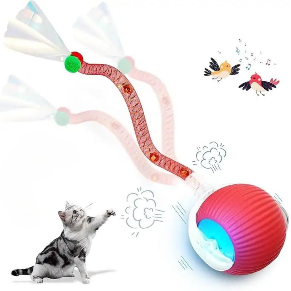 Elegancy Speedy Tail 2.0 Interactive Cat Toy – Dual-Speed Rolling Ball with Feather Tail & Motion Activation | Rechargeable Cat Toy for Indoor Cats