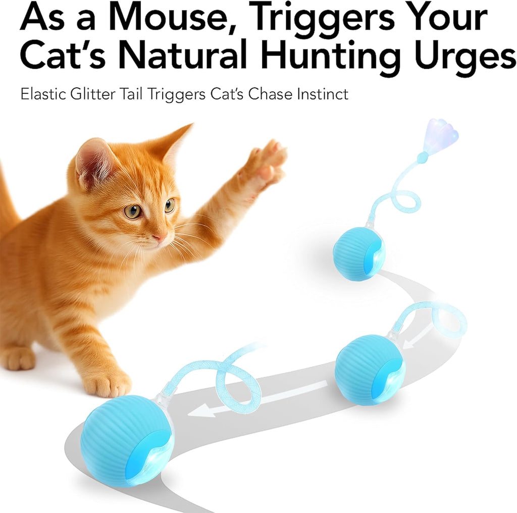 Elegancy Speedy Tail 2.0 Interactive Cat Toy | Speedy Ball Cat Tail Automatic Rolling Ball Toys for Indoor Cats Dual Speed Control Pet Toys