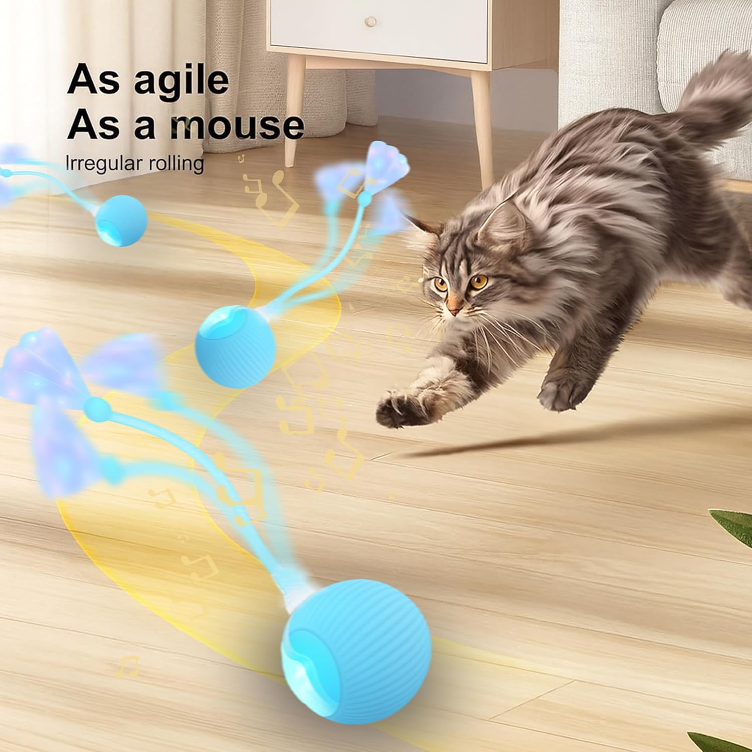 Elegancy Speedy Tail 2.0 Interactive Cat Toy | Speedy Ball Cat Tail Automatic Rolling Ball Toys for Indoor Cats Dual Speed Control Pet Toys