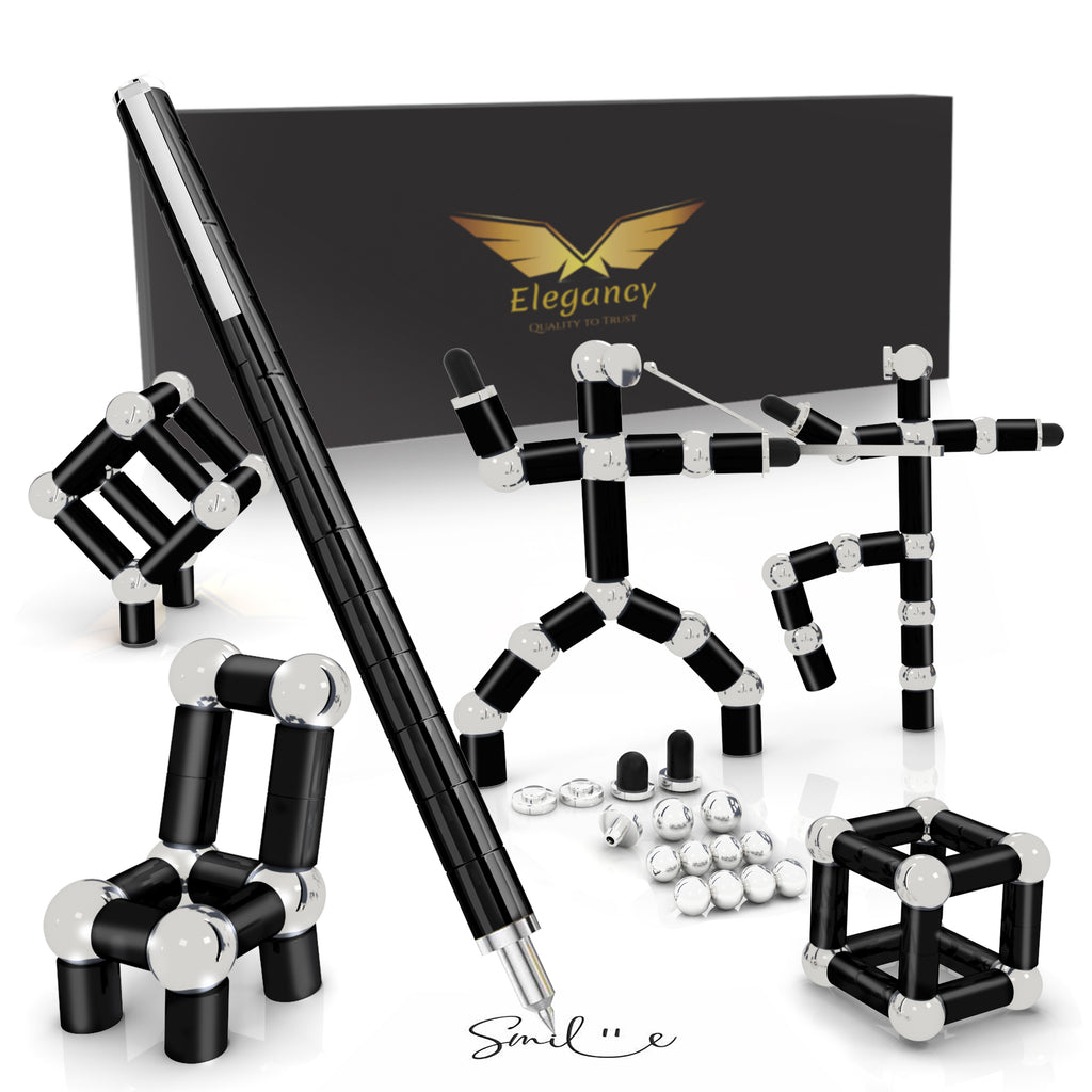 Elegancy Magnetic Fidget Pen | Deformable Stress Relief Pen Toy | Cool Creative Magnet Pen for Teens & Adults Christmas Gifts (Black)