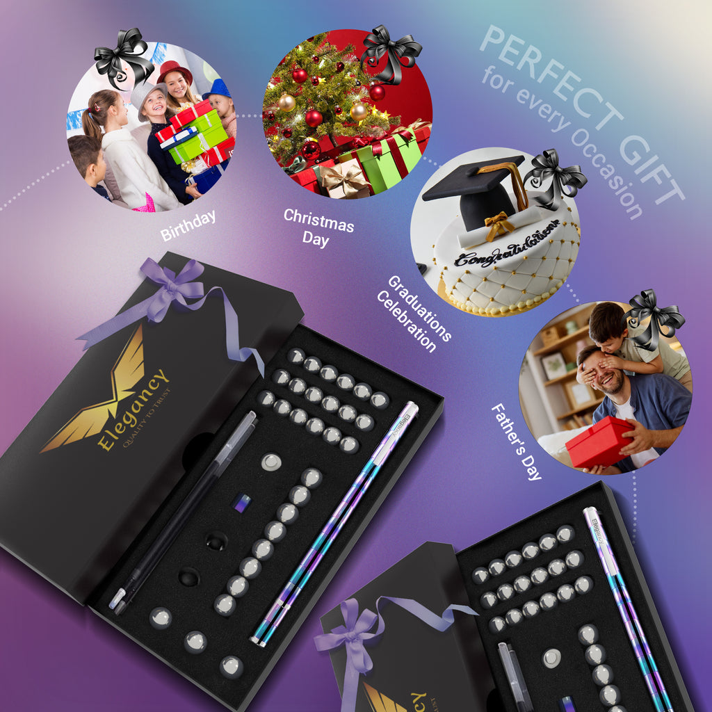 Elegancy Magnetic Fidget Pen Large PACK | Deformable Stress Relief Pen Toy | Cool Creative Magnet Pen for Teens & Adults Christmas Gifts (Large Rainbow)