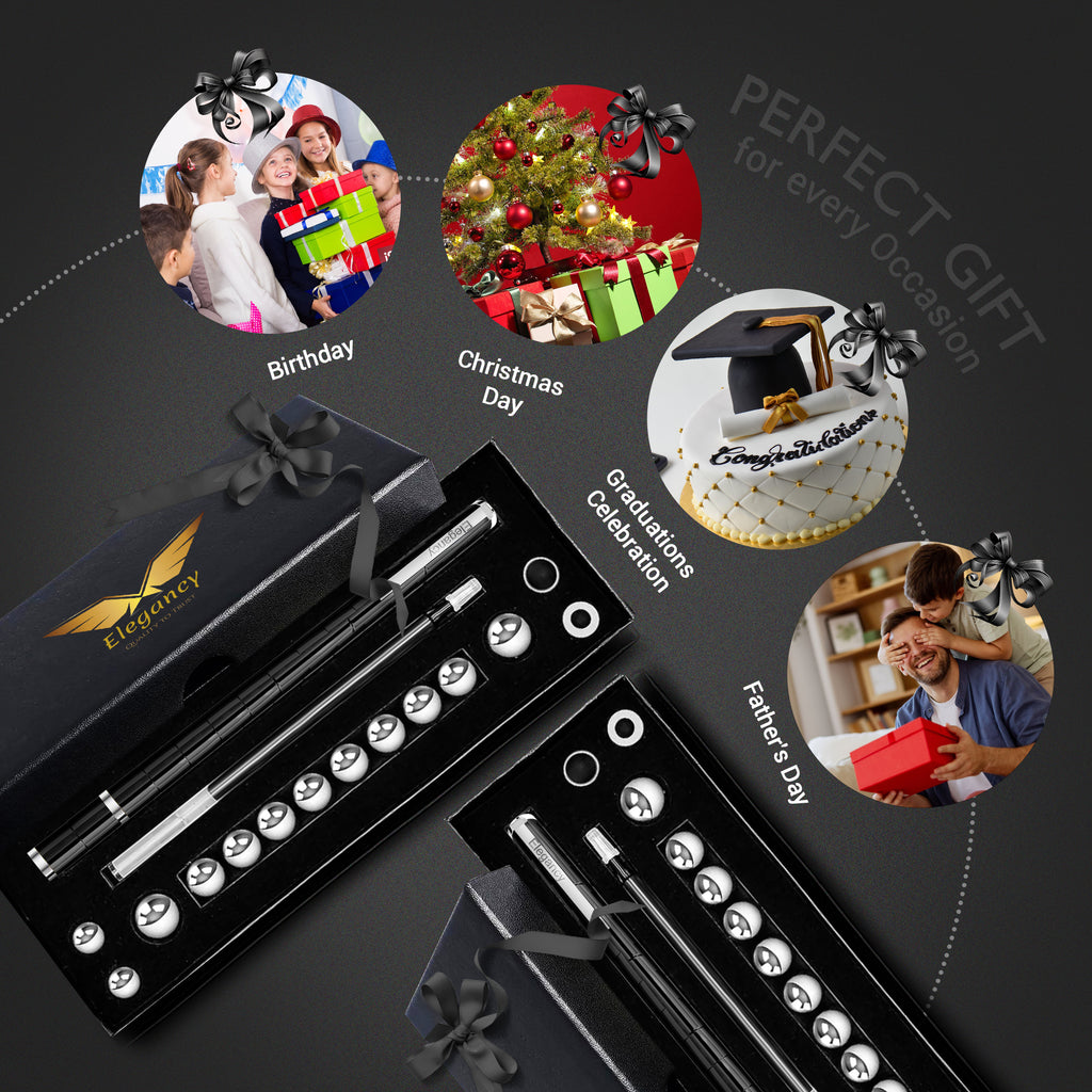 Elegancy Magnetic Fidget Pen | Deformable Stress Relief Pen Toy | Cool Creative Magnet Pen for Teens & Adults Christmas Gifts (Black)