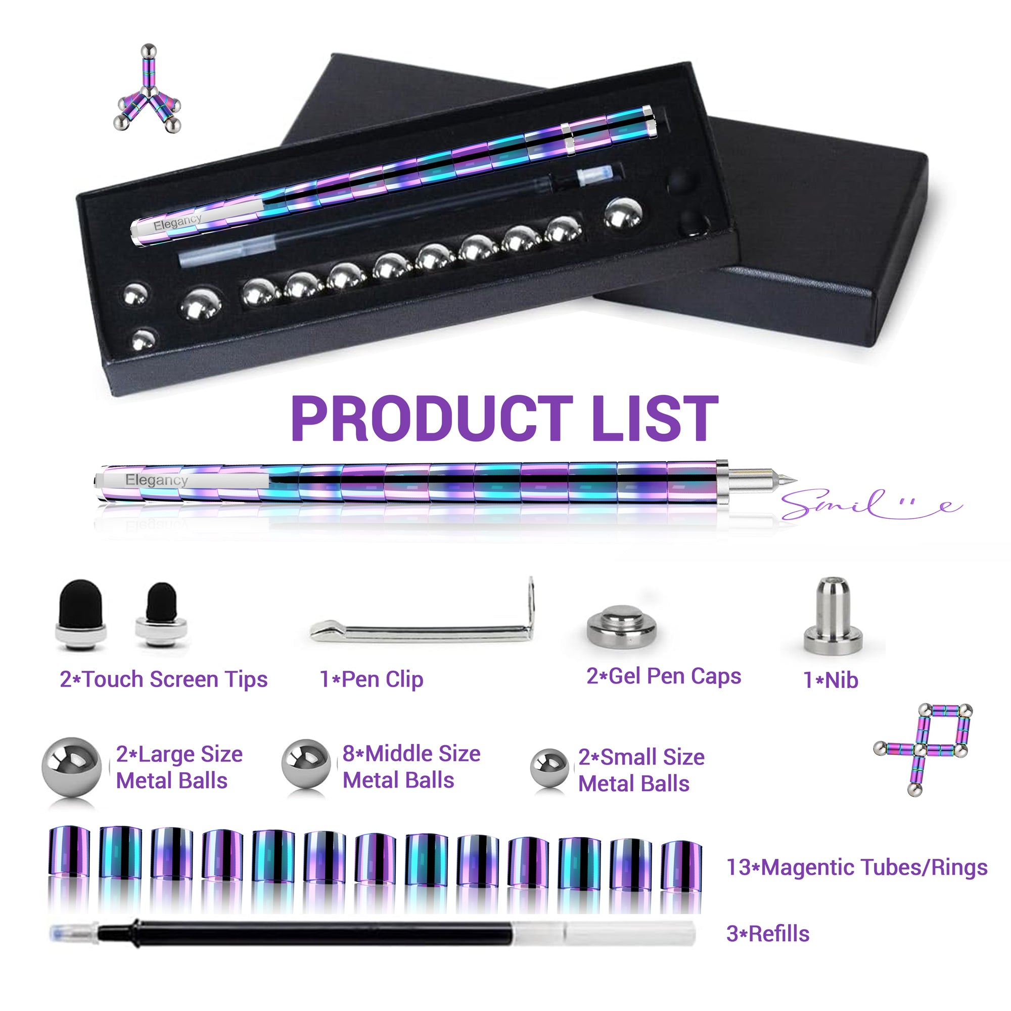 Elegancy Fidget Pen Magnetic Teenage Toys Magnetic Pen Fidget Toy | Stress Relief Multi-functional Ballpoint Pens | Cool Stuff Magnets for Kids Present