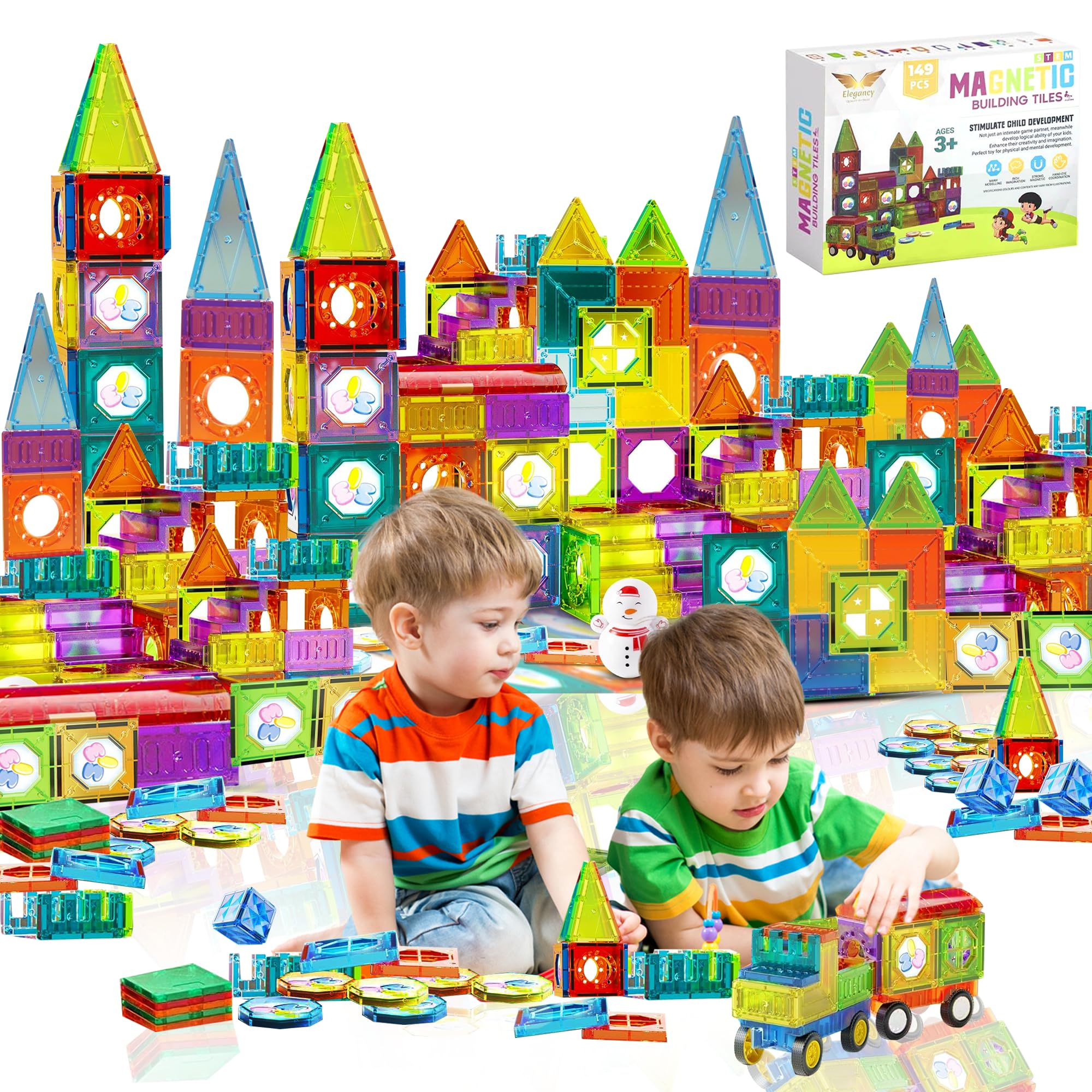 Elegancy 149 PCS Magnetic Building Blocks for Kids – STEM Educational Construction Toy Set for Ages 3–10