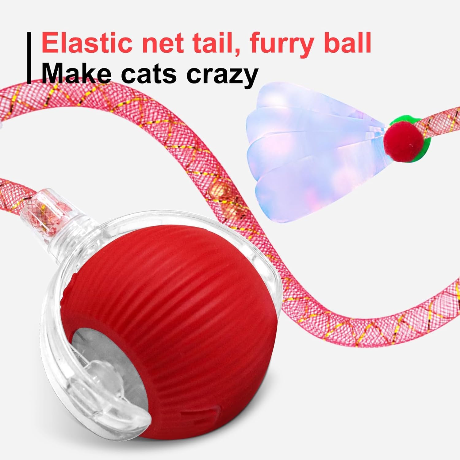 Elegancy Speedy Tail 2.0 Interactive Cat Toy – Dual-Speed Rolling Ball with Feather Tail & Motion Activation | Rechargeable Cat Toy for Indoor Cats