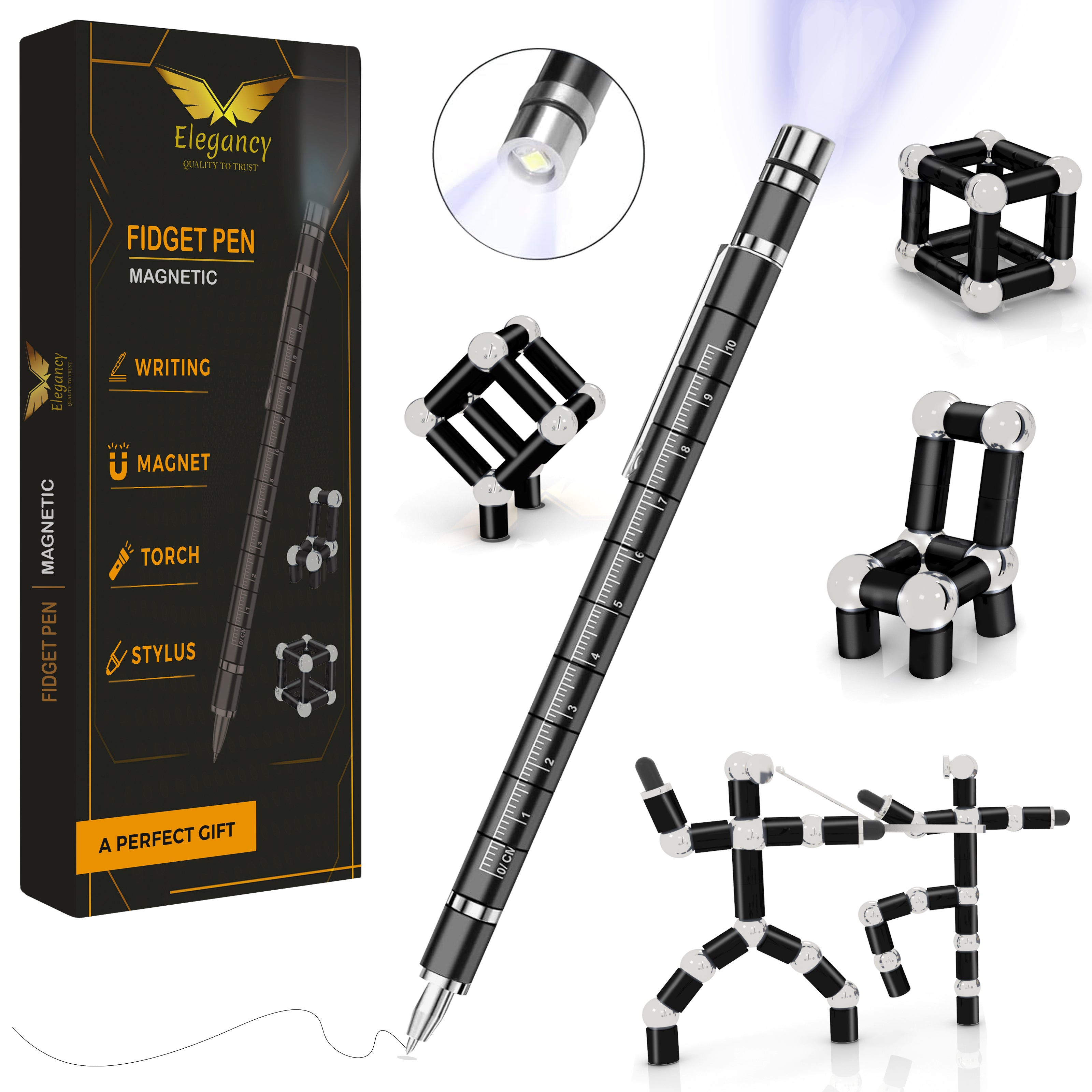 Elegancy Fidget Pen Magnetic Teenage Toys Magnetic Pen Fidget Toy | Stress Relief Multi-functional Ballpoint Pens | Cool Stuff Magnets for Kids Present
